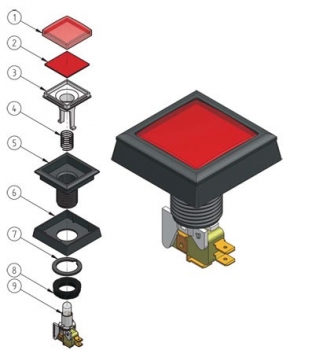 Illuminated Push Buttons 52,5x52,5 mm  Low Profil square