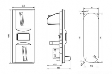 Front plate plastic KP for electronic coin mechanism AL66 & AL66FG