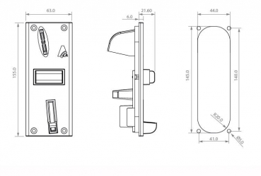 Front plate plastic KF for electronic coin mechanism AL66 & AL66FG