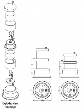 Toplight tower chrome frame 3 lamps