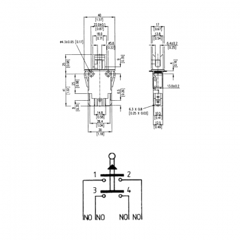 Service switch (door switch) double-pole contact terminal 6.3 x 0.8 mm