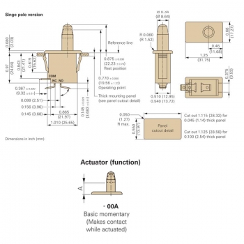 Service switch (door switch) single-pole contact terminal 4.8 x 0.5 mm