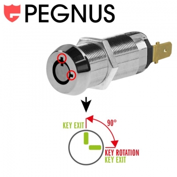 Schlüsselschalter (n/o) Pegnus KA C1403 key no return KA 36.5 mm - 1 7/16" 2 weg Schlüssel Exit