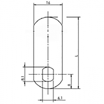 Riegel 30 x 16 mm Höhe 2.2 mm Bohrung 8.1 x 6.1 mm