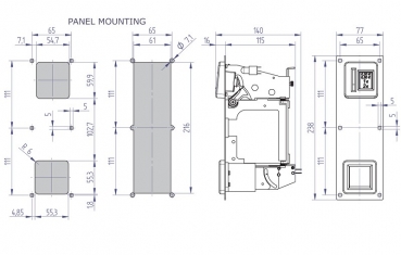 Vertical Frontplate with eject frame for 3,5" coinvalidator