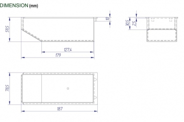 Plastic cashbox for machines 187x78,5x59,5mm