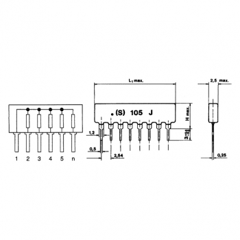 Resistor network Typ X  0.125W no of resistors 8 THT