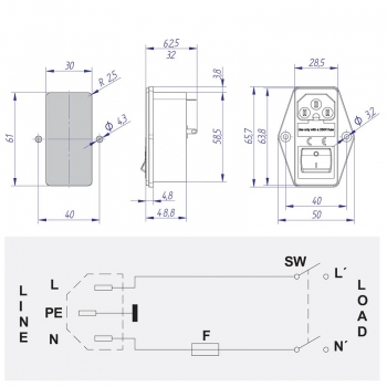 Entry and Line Filter with mainswitch