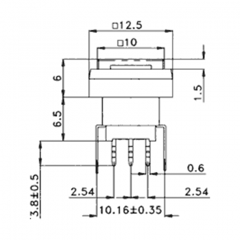 Push switch keypad rectangular 18x12 mm  with led