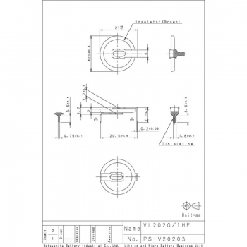 Button cell battery VL 2020 Lithium 20 mAh 3 V