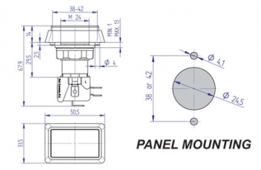 Illuminated Push Buttons 51x31 mm rectangular