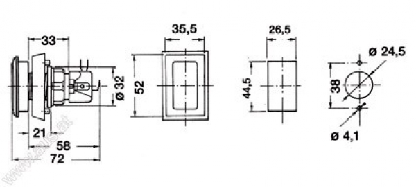 Illuminated Push Buttons 52x35,5 mm rectangular Low Profil