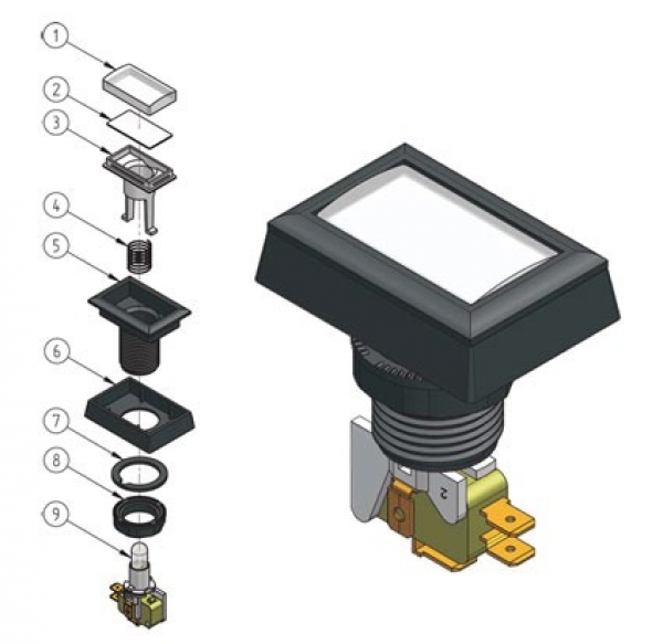 Illuminated Push Buttons 52x35,5 mm rectangular Low Profil