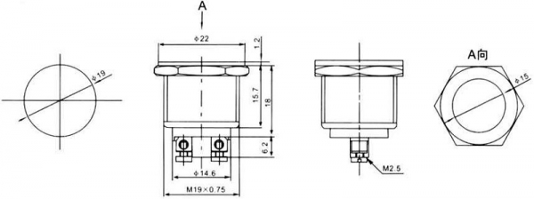 Switch vandal resistant Positions:2 SPST-NO 2A/250VAC IP40