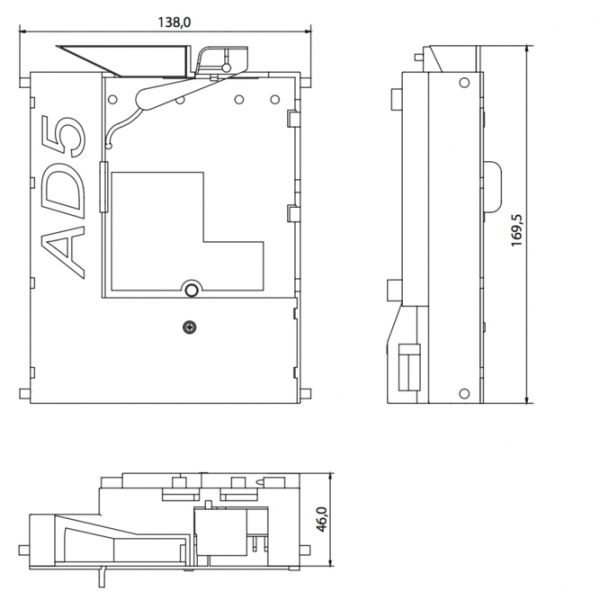 5” coin acceptor adapter