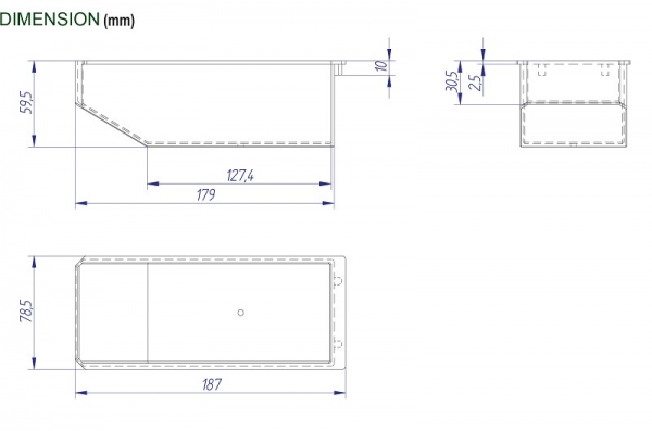 Plastic cashbox for machines 187x78,5x59,5mm