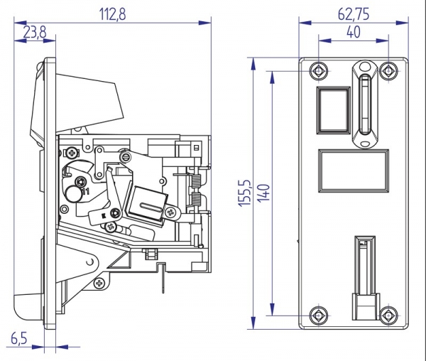 Coinvalidator mechanical with frontplate LF6 2.00 Euro