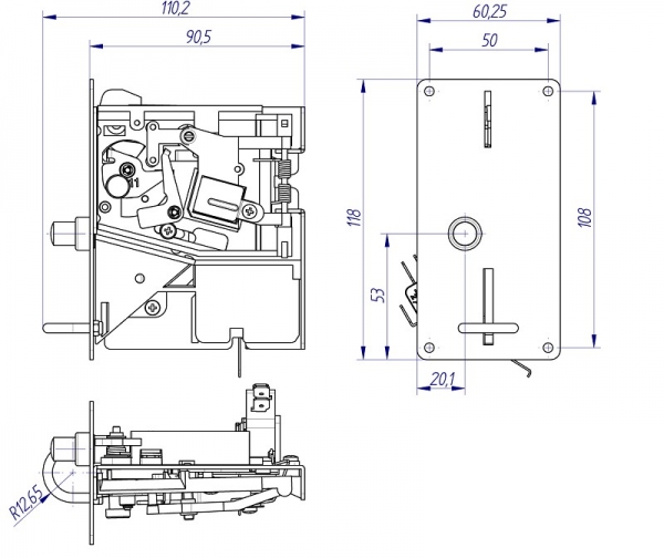 Coinvalidator mechanical with metal frontplate F1 1.0 Euro