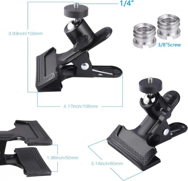 Clamp holder set threaded screw adapter 1/4" to 3/8"