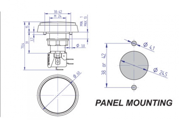 Illuminated Push Button round 61mm white