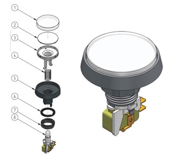 Illuminated Push Button round 61mm white